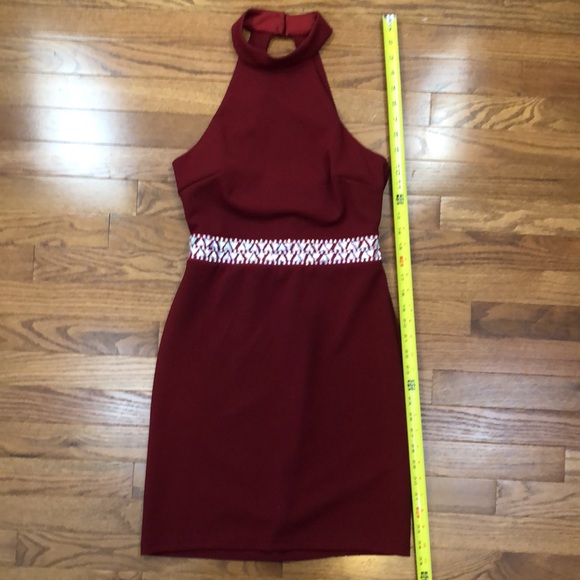 Rebecca B. Size 2 wine color halter dress with zip and button back closure - Picture 7 of 7